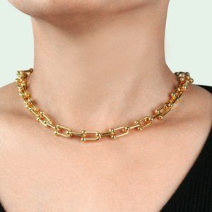Spliced horseshoe chain personality classic thick chain necklace